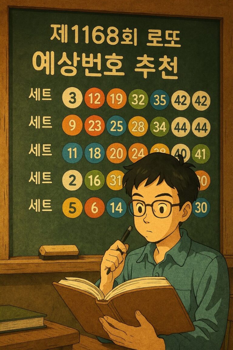 제1168회 로또 예상번호 추천 (5세트)